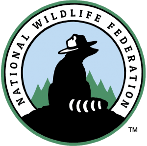 The logo of the National Wildlife Federation is circular and features a raccoon wearing a ranger hat.